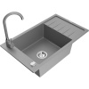 Mexen Elias, 1-komorový granitový drez s odkvapkávačom 80x48 cm a kuchynskou batériou Telma, šedá, 6511-71-670200-71 Mexen Elias, 1-komorový granitový drez s odkvapkávačom 80x48 cm a kuchynskou batériou Telma, šedá, 6511-71-670200-71