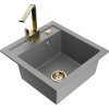 Mexen Vito granitový kuchynský drez s 1 komorou a kuchynskou batériou Rita, sivý - 6503-71-670300-50 Mexen Vito granitový kuchynský drez s 1 komorou a kuchynskou batériou Rita, sivý - 6503-71-670300-50