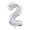 PartyDeco Fóliový balón Číslo 2 strieborný 86cm PartyDeco Fóliový balón Číslo 2 strieborný 86cm
