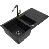 Mexen Matias granitový drez 1,5-komorový s odkvapávačom a kuchynskou batériou Flora, čierny - 6502-77-670401-57-B Mexen Matias granitový drez 1,5-komorový s odkvapávačom a kuchynskou batériou Flora, čierny - 6502-77-670401-57-B