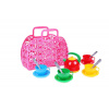 Teddies Sada riadu plast 3 farby v plastovej taške/kabelke 25x22x11 cm Teddies Sada riadu plast 3 farby v plastovej taške/kabelke 25x22x11 cm