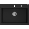 Mexen Elix granitový drez s 1 komorou 700 x 500 mm, čierny, sifón chróm - 6526701005-77 Mexen Elix granitový drez s 1 komorou 700 x 500 mm, čierny, sifón chróm - 6526701005-77