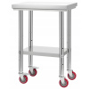 VEVOR Nerezový stôl 61x45x86CM s kolieskami a nastaviteľnou výškou VEVOR Nerezový stôl 61x45x86CM s kolieskami a nastaviteľnou výškou