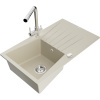 Mexen Cesar žulový drez s 1 komorou, odkvapkávačom a kuchynskou batériou Duero, béžový - 6514-69-671600-00 Mexen Cesar žulový drez s 1 komorou, odkvapkávačom a kuchynskou batériou Duero, béžový - 6514-69-671600-00