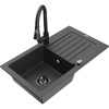 Mexen Pablo žulový drez 1-komorový s odkvapkávačom a kuchynskou batériou Elia, čierny s bodkami - 6510-76-670101-70-B Mexen Pablo žulový drez 1-komorový s odkvapkávačom a kuchynskou batériou Elia, čierny s bodkami - 6510-76-670101-70-B