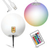 Solárna záhradná lampa LED 3000K + RGB riadená nadzemným okrasným guľovým hrotom 30 cm KOBI Solárna záhradná lampa LED 3000K + RGB riadená nadzemným okrasným guľovým hrotom 30 cm KOBI