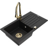 Mexen Pablo žulový kuchynský drez s 1-komorou, odkvapkávačom a kuchynskou batériou Elia, čierny - 6510-77-670101-50 Mexen Pablo žulový kuchynský drez s 1-komorou, odkvapkávačom a kuchynskou batériou Elia, čierny - 6510-77-670101-50