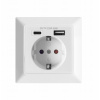 Orno Jednoduchá zásuvka 2P+Z (Schuko), USB-A + USB-C, výstup 5VDC, max. 2,8A Orno Jednoduchá zásuvka 2P+Z (Schuko), USB-A + USB-C, výstup 5VDC, max. 2,8A