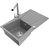 Mexen Cesar granitový drez 1-komorový s odkvapkávačom a kuchynskou batériou Duero, sivý - 6514-71-671600-00 Mexen Cesar granitový drez 1-komorový s odkvapkávačom a kuchynskou batériou Duero, sivý - 6514-71-671600-00