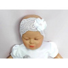 Detská čelenka biela, pružná čipka - RUŽOVÝ KVET, obv. hlavy 38-40 cm Detská čelenka biela, pružná čipka - RUŽOVÝ KVET, obv. hlavy 38-40 cm