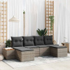 zahrada-XL Súprava záhradných pohoviek s vankúšom 6 pcs Sivá Poly Ratan 3356809 zahrada-XL Súprava záhradných pohoviek s vankúšom 6 pcs Sivá Poly Ratan 3356809