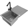 Mexen Cesar granitový drez 1-komorový s odkvapkávačom a kuchynskou batériou Duero, sivý - 6514-71-671600-70 Mexen Cesar granitový drez 1-komorový s odkvapkávačom a kuchynskou batériou Duero, sivý - 6514-71-671600-70