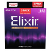 Elixir 16564 Nanoweb 11-52 3-Pack Struny pre akustickú gitaru Elixir 16564 Nanoweb 11-52 3-Pack Struny pre akustickú gitaru