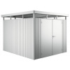 Plechový záhradný domček Biohort HighLine H5 dvojkrídlové dvere, strieborný metalický Plechový záhradný domček Biohort HighLine H5 dvojkrídlové dvere, strieborný metalický