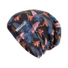 Sensor čepice merino impress černá floral L Sensor čepice merino impress černá floral L