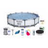 Okrúhly bazén s rámom Bestway 366 x 366 cm (Bazén Bestway Steel Pro MAX 366x76cm 15 v 1 s rámom, krytom, dnom a čerpadlom) Okrúhly bazén s rámom Bestway 366 x 366 cm (Bazén Bestway Steel Pro MAX 366x76cm 15 v 1 s rámom, krytom, dnom a čerpadlom)