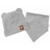 Baby Nellys Rebrovaná dvojvrstvová čiapka s uškami + šatka TEDDY - sivá Baby Nellys Rebrovaná dvojvrstvová čiapka s uškami + šatka TEDDY - sivá