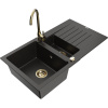 Mexen Matias, 1,5-komorový granitový drez s odkvapkávačom 90x50 cm a kuchynskou batériou Telma, čierna-zlatá, 6502-75-670200-50 Mexen Matias, 1,5-komorový granitový drez s odkvapkávačom 90x50 cm a kuchynskou batériou Telma, čierna-zlatá, 6502-75-670200-50
