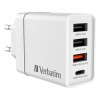 Napájecí adaptér Verbatim 30 W, USB-C PD plus 3× USB-A QC 3.0 Napájecí adaptér Verbatim 30 W, USB-C PD plus 3× USB-A QC 3.0