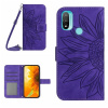 Peňaženkové kožené puzdro Skin Feel Sun Flower na Motorola Moto E20 / E30 / E40 - Tmavo Fialová Peňaženkové kožené puzdro Skin Feel Sun Flower na Motorola Moto E20 / E30 / E40 - Tmavo Fialová