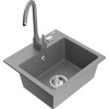 Mexen Milo žulový drez 1-komorový s kuchynskou batériou Telma, sivý - 6505-71-670200-71 Mexen Milo žulový drez 1-komorový s kuchynskou batériou Telma, sivý - 6505-71-670200-71