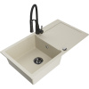 Mexen Leo žulový kuchynský drez s odkvapkávačom a kuchynskou batériou Aster, béžový - 6501-69-73450-70-B Mexen Leo žulový kuchynský drez s odkvapkávačom a kuchynskou batériou Aster, béžový - 6501-69-73450-70-B