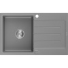 Mexen Bruno granitový kuchynský drez 1-komorový s odkvapkávacou plochou 795 x 495 mm, šedý, sifón chróm - 6513791010-71 Mexen Bruno granitový kuchynský drez 1-komorový s odkvapkávacou plochou 795 x 495 mm, šedý, sifón chróm - 6513791010-71