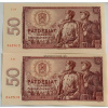 50 kčs 1964 J24 2ks s číslom po sebe 50 kčs 1964 J24 2ks s číslom po sebe