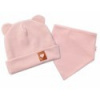 Baby Nellys Rebrovaná dvojvrstvová čiapka s uškami + šatka TEDDY - púdrová, 44-46 Baby Nellys Rebrovaná dvojvrstvová čiapka s uškami + šatka TEDDY - púdrová, 44-46