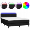 Box spring posteľ s matracom a LED čierna 140x190 cm textil Box spring posteľ s matracom a LED čierna 140x190 cm textil
