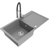 Mexen Leo granitový drez 1-komorový s odkvapkávačom a kuchynskou batériou Aster, sivá - 6501-71-73450-07 Mexen Leo granitový drez 1-komorový s odkvapkávačom a kuchynskou batériou Aster, sivá - 6501-71-73450-07