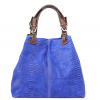 Kožená kabelka potlač pytón 35 azurovo modrá Kožená kabelka potlač pytón 35 azurovo modrá