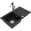 Mexen Pablo, 1-komorový granitový drez 752x436x161 mm a drezová batéria Flora, čierna, 6510-77-670401-07 Mexen Pablo, 1-komorový granitový drez 752x436x161 mm a drezová batéria Flora, čierna, 6510-77-670401-07