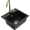 Mexen Milo granitový drez 1-komorový s kuchynskou batériou Telma, čierny - 6505-77-670200-50 Mexen Milo granitový drez 1-komorový s kuchynskou batériou Telma, čierny - 6505-77-670200-50