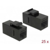 Delock Keystone Modul RJ45 jack > RJ45 jack Cat.6 UTP černý 25 ks Delock Keystone Modul RJ45 jack > RJ45 jack Cat.6 UTP černý 25 ks