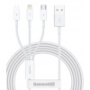 Baseus CAMLTYS-02 Superior Fast Charging Dátový Kábel 3v1 USB-C, Lightning, MicroUSB 1.5m White Baseus CAMLTYS-02 Superior Fast Charging Dátový Kábel 3v1 USB-C, Lightning, MicroUSB 1.5m White