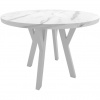 MEBLINE Okrúhly stôl ENZO 100cm, rozkladací do 150cm mramor bianco biele nohy MEBLINE Okrúhly stôl ENZO 100cm, rozkladací do 150cm mramor bianco biele nohy