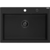 Mexen Elix kuchynský drez z granitu, jednokomorový, 700 x 500 mm, čierny, čierny sifón - 6526701005-77-B Mexen Elix kuchynský drez z granitu, jednokomorový, 700 x 500 mm, čierny, čierny sifón - 6526701005-77-B