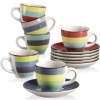 Vancasso Kameninová sada šálok na espresso s tanierikmi – dúhový pruhovaný dizajn 100 ml Vancasso Kameninová sada šálok na espresso s tanierikmi – dúhový pruhovaný dizajn 100 ml