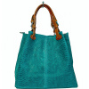 Kožená kabelka potlač pytón 35 tyrkysová Kožená kabelka potlač pytón 35 tyrkysová