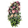 Smútočný veniec esíčko umelý brečtan, pivonky, hortenzie a doplnky 100cm x 45cm Smútočný veniec esíčko umelý brečtan, pivonky, hortenzie a doplnky 100cm x 45cm