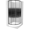 Mexen Rio, štvrťkruhový sprchovací kút s posuvnými dverami 80(dvere) x 80(dvere) x 190 cm, 6mm číre sklo s pásikmi, čierny profil + biela sprchová vanička RIO, 863-080-080-70-20-4710 Mexen Rio, štvrťkruhový sprchovací kút s posuvnými dverami 80(dvere) x 80(dvere) x 190 cm, 6mm číre sklo s pásikmi, čierny profil + biela sprchová vanička RIO, 863-080-080-70-20-4710