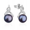 Beneto Luxusní náušnice s pravými tmavými perlami AGUP2616P-BLACK Beneto Luxusní náušnice s pravými tmavými perlami AGUP2616P-BLACK