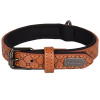 Flamingo Collar Patti Brown - elegantný obojok pre psa, podšitý, ekokoža a neoprén, reliéfny vzor, hnedá - S/M Flamingo Collar Patti Brown - elegantný obojok pre psa, podšitý, ekokoža a neoprén, reliéfny vzor, hnedá - S/M