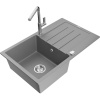 Mexen Bruno, 1-komorový granitový drez 795x495x200 mm a drezová batéria Flora, šedá, 6513-71-670401-00 Mexen Bruno, 1-komorový granitový drez 795x495x200 mm a drezová batéria Flora, šedá, 6513-71-670401-00