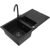 Mexen Matias granitový drez 1,5-komorový s odkvapkávačom a kuchynskou batériou Telma, čierny - 6502-77-670200-70-B Mexen Matias granitový drez 1,5-komorový s odkvapkávačom a kuchynskou batériou Telma, čierny - 6502-77-670200-70-B