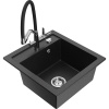 Mexen Vito granitový drez s 1 komorou a kuchynskou batériou Duo, čierno/strieborný metalik - 6503-73-671701-07 Mexen Vito granitový drez s 1 komorou a kuchynskou batériou Duo, čierno/strieborný metalik - 6503-73-671701-07