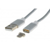 PremiumCord PremiumCord Magnetický micro USB 2.0, A-B nabíjecí a datový kabel 1m, stříbrný