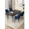 Dining Table & Chairs Set (5 Pieces) Arp - Black Marble, Navy Blue Dining Table & Chairs Set (5 Pieces) Arp - Black Marble, Navy Blue