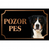 Veľký švajčiarsky salašnícky pes - Kovová tabuľka POZOR PES Veľký švajčiarsky salašnícky pes - Kovová tabuľka POZOR PES